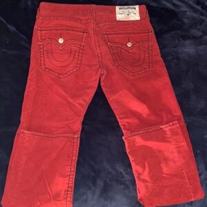 men’s true religion straight leg red corduroy jeans size 34